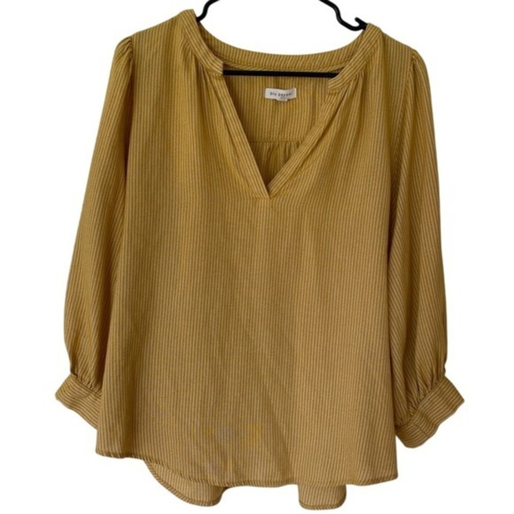 BLU PEPPER Yellow V-neck Relaxed‎ Fit Peasant Blouse Size Medium